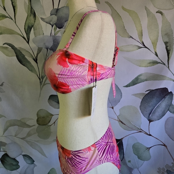 YMI | Bandeau Bikini in Purple Palms Print Sz M - Picture 5 of 16